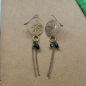 Elegant Gold and Black Dangle Earrings